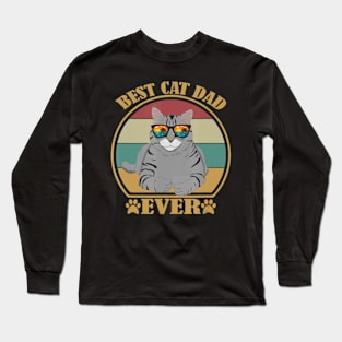 Best Cat Dad Ever Cat Daddy Father Vintage E7 Long Sleeve T-Shirt